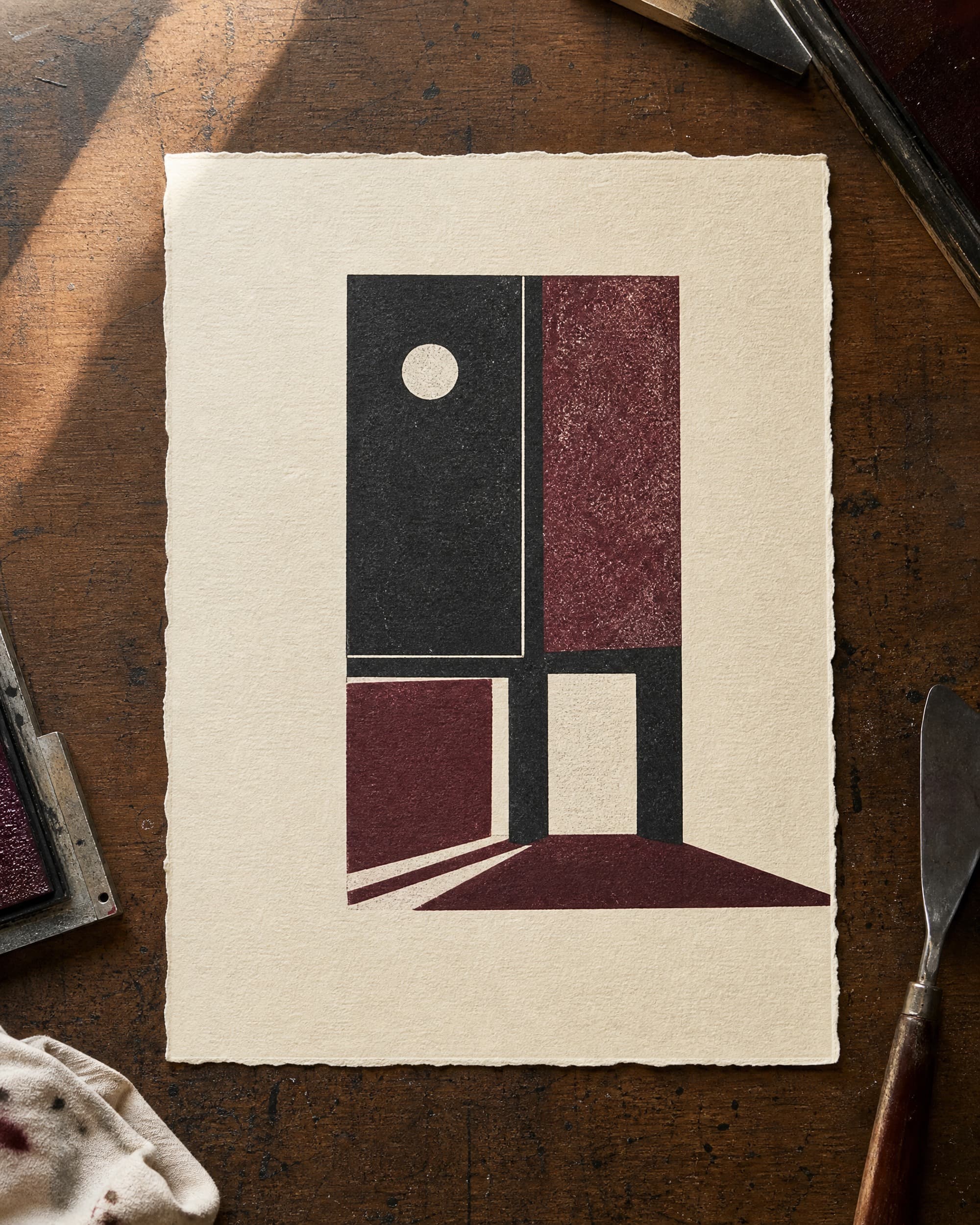 Example product artwork for the fictional Sample product Night Windows Broadside.