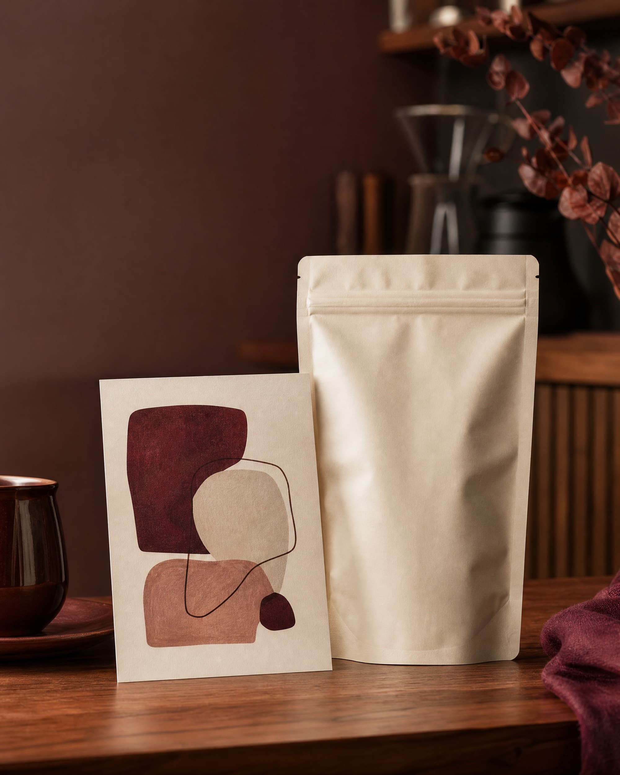 Example product artwork for the fictional Sample product Coffee & Print Gift Pair.