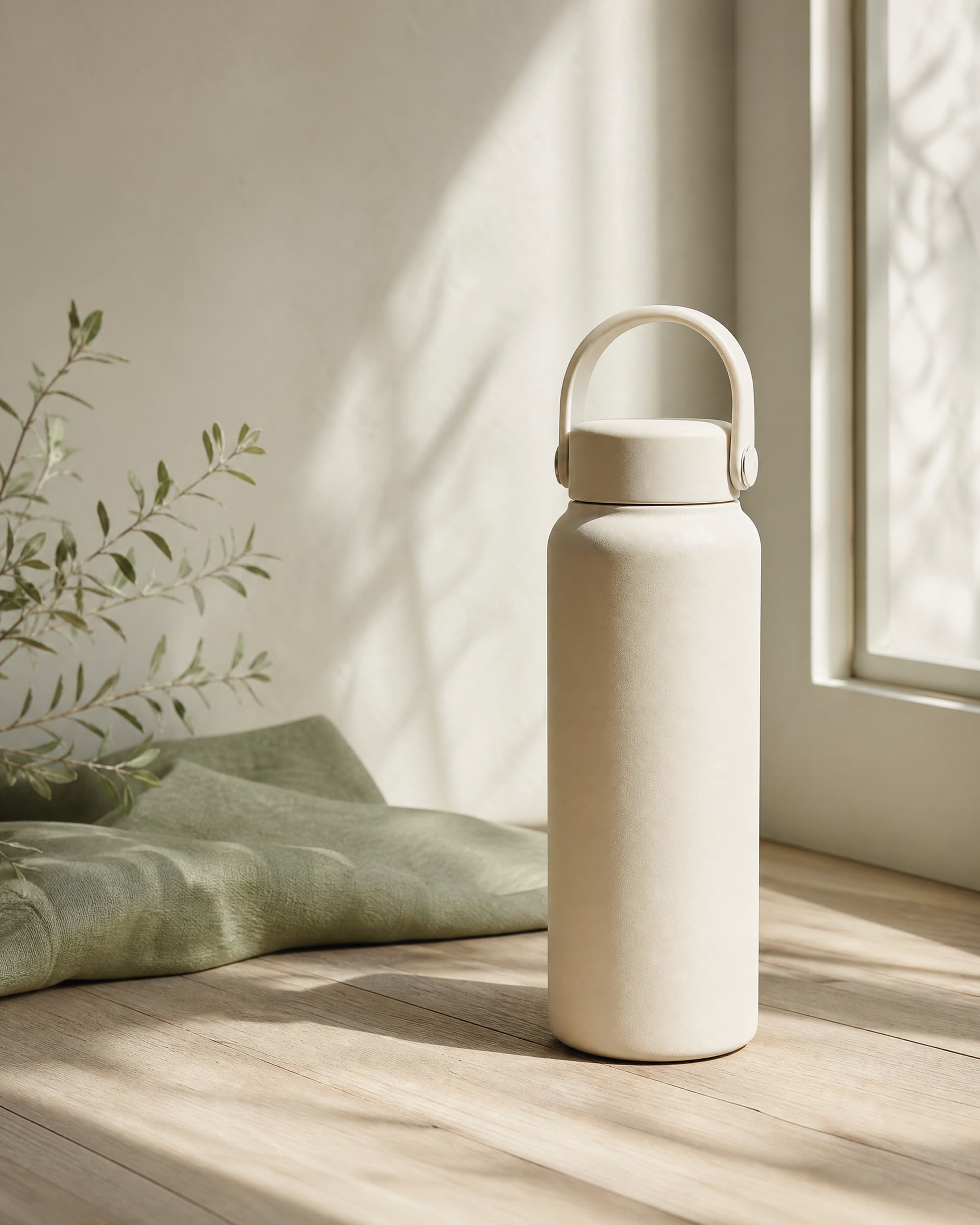 Example product artwork for the fictional Sample product Studio Water Bottle.