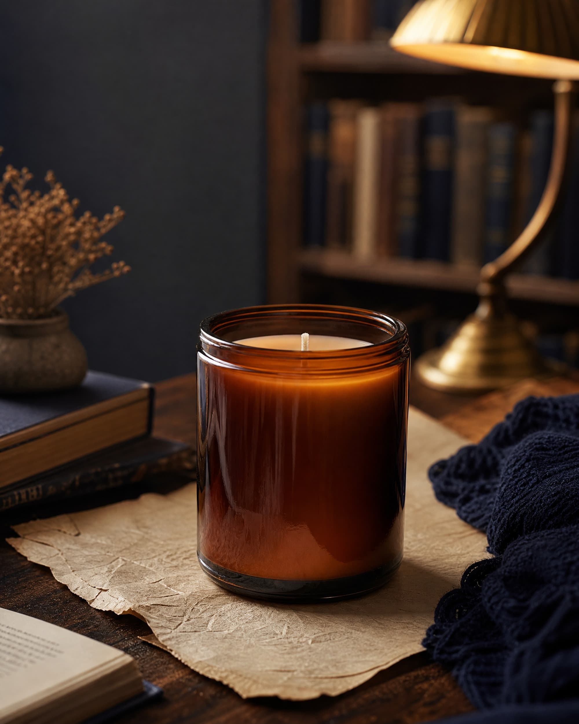 Example product artwork for the fictional Sample product Reading Nook Candle.