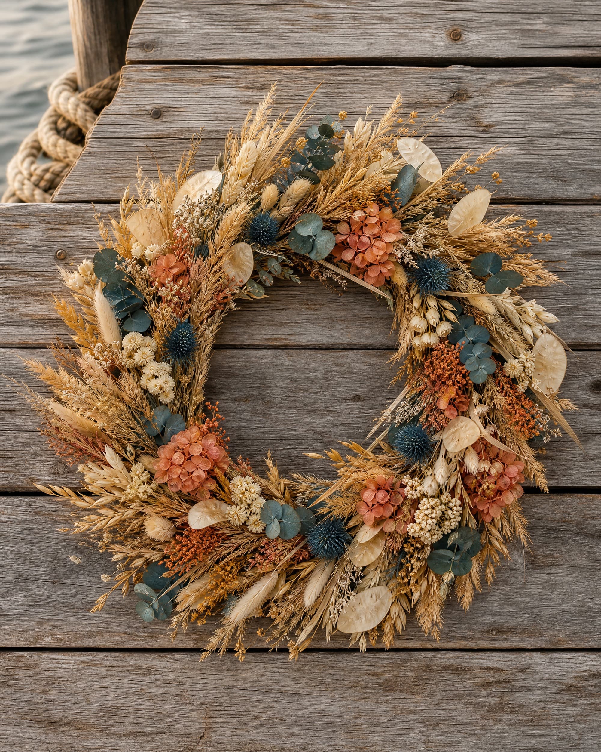 Example product artwork for the fictional Sample product Dockside Dried Wreath.