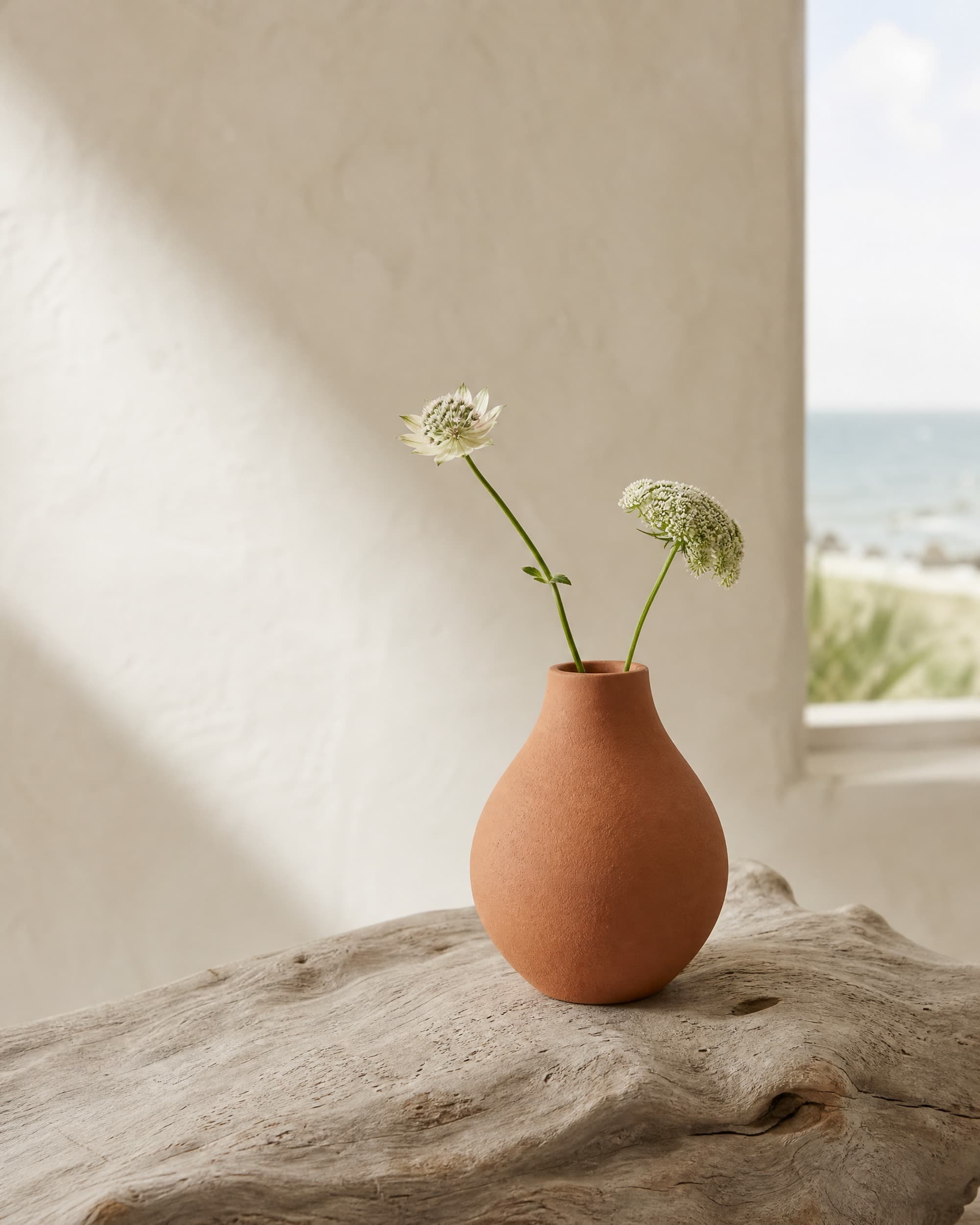 Example product artwork for the fictional Sample product Terracotta Bud Vase.