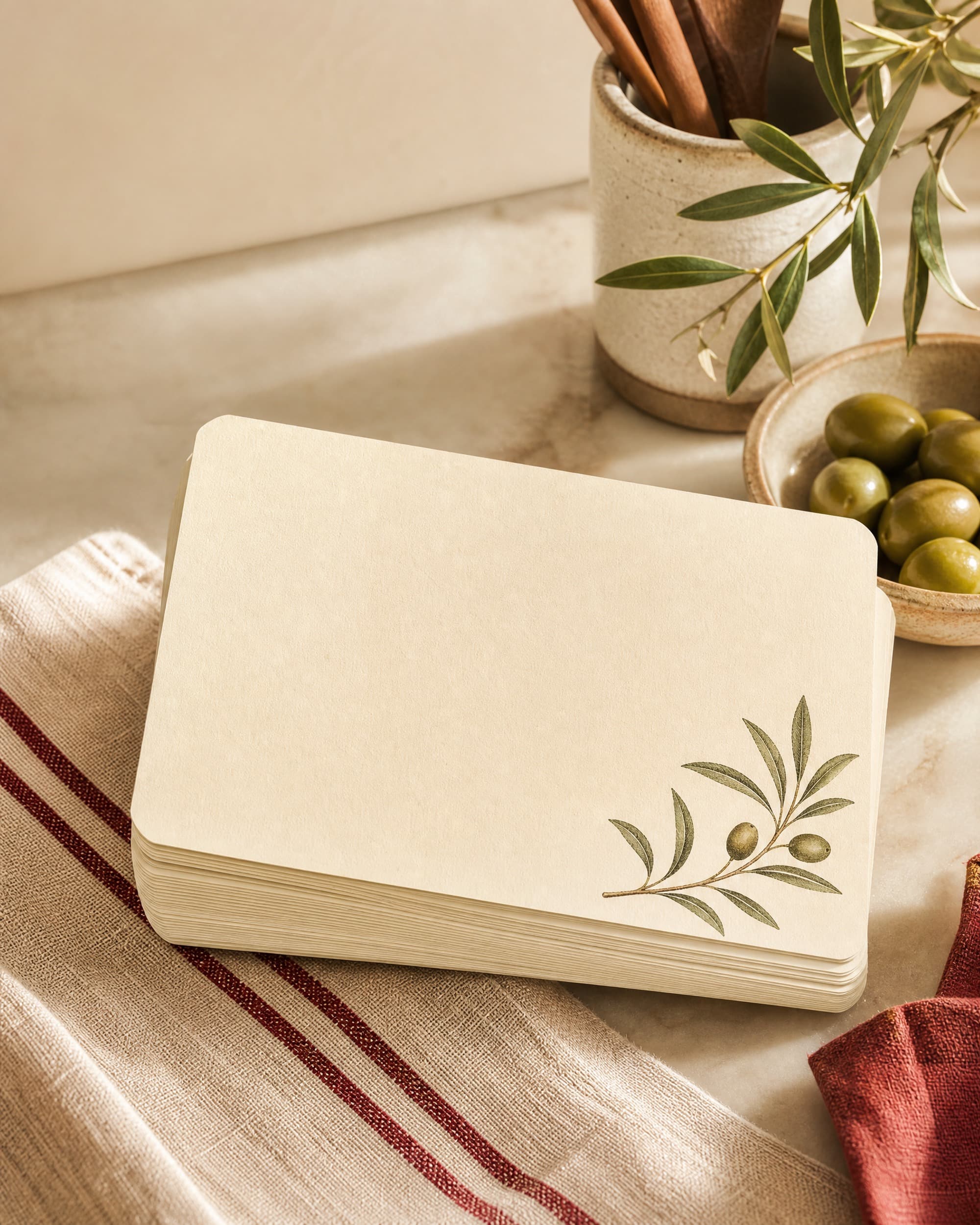 Example product artwork for the fictional Sample product Recipe Card Set.