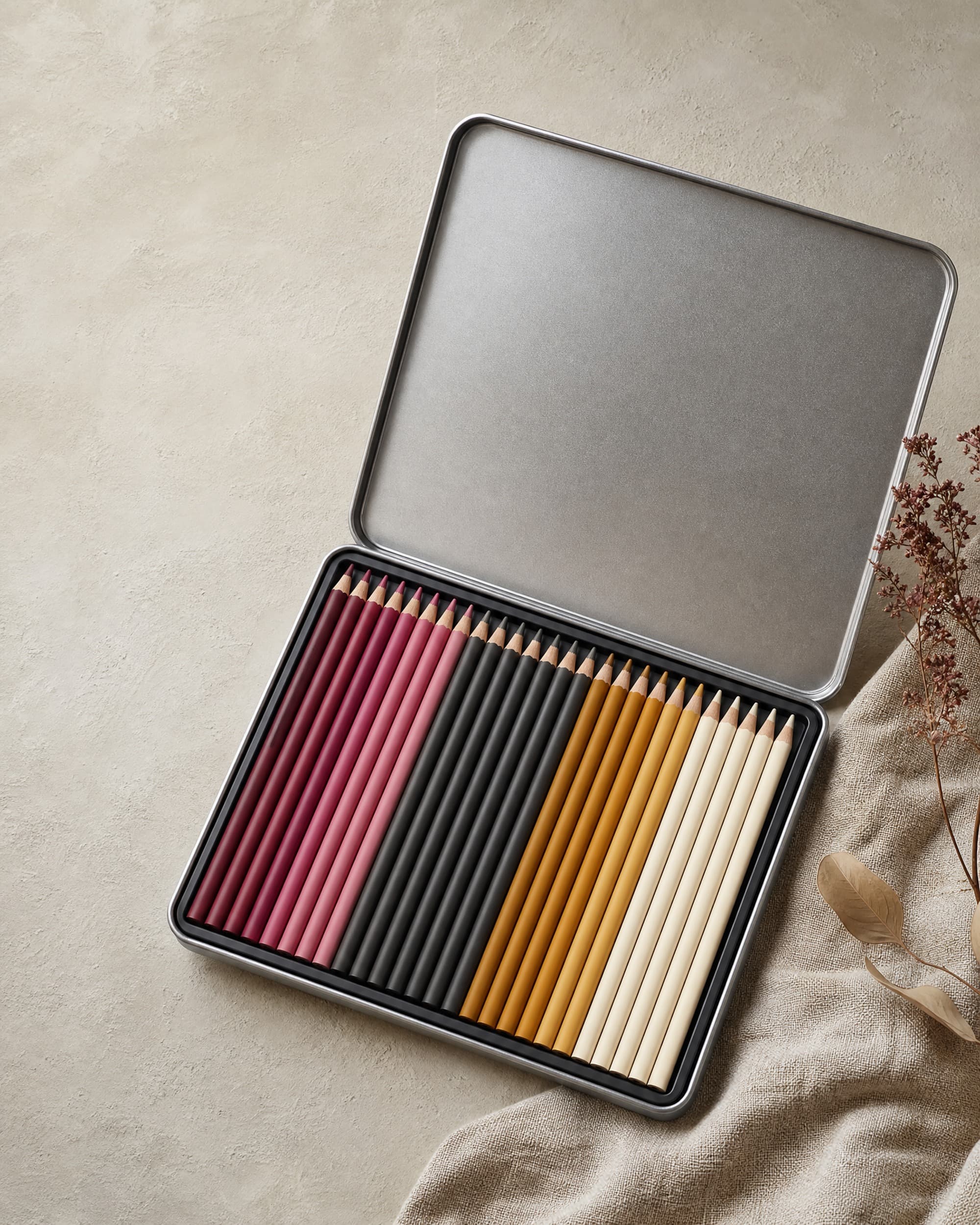 Example product artwork for the fictional Sample product Studio Color Pencil Set.