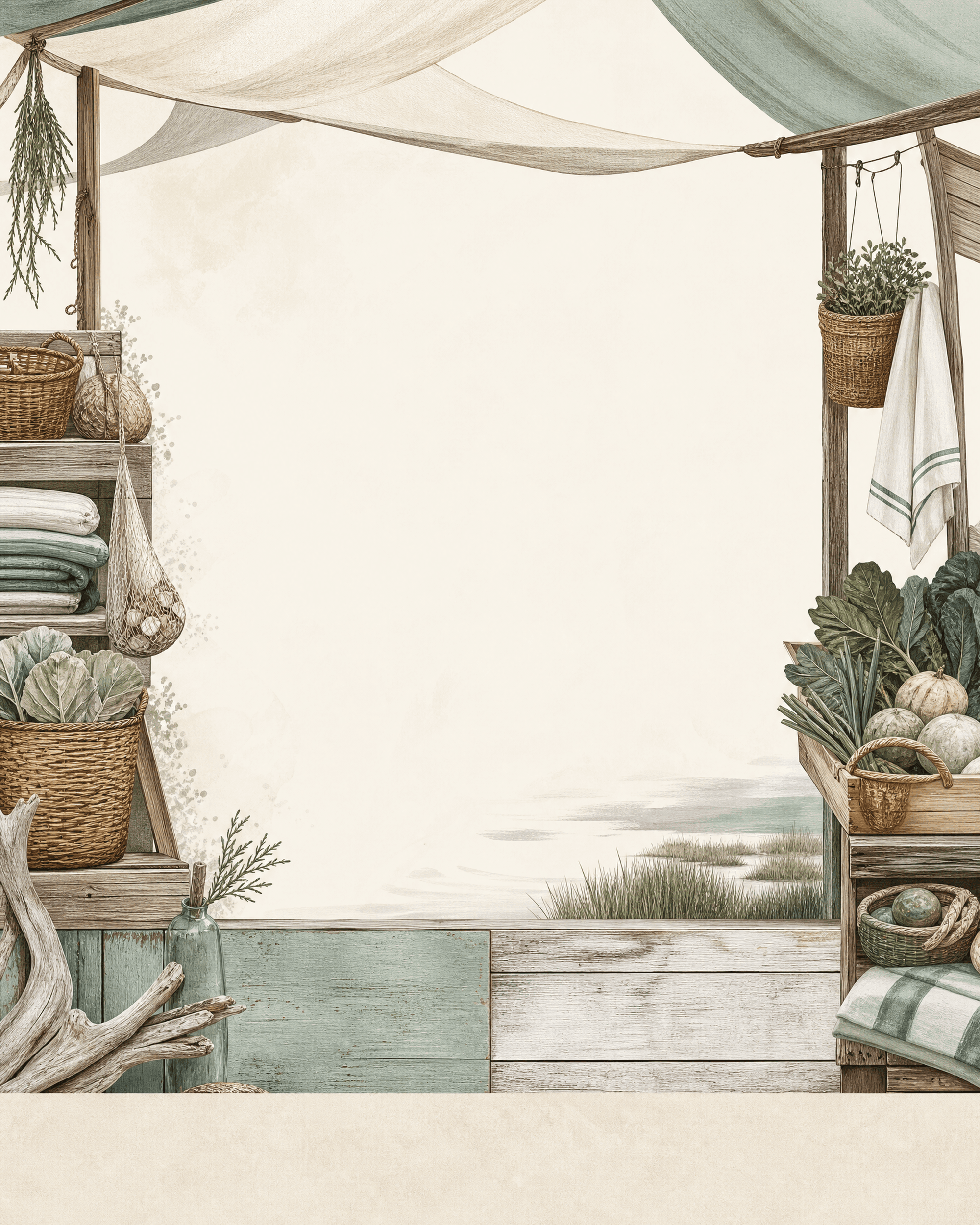 Illustrated flyer artwork for the fictional Sample event Saltmarsh Local Makers Market.