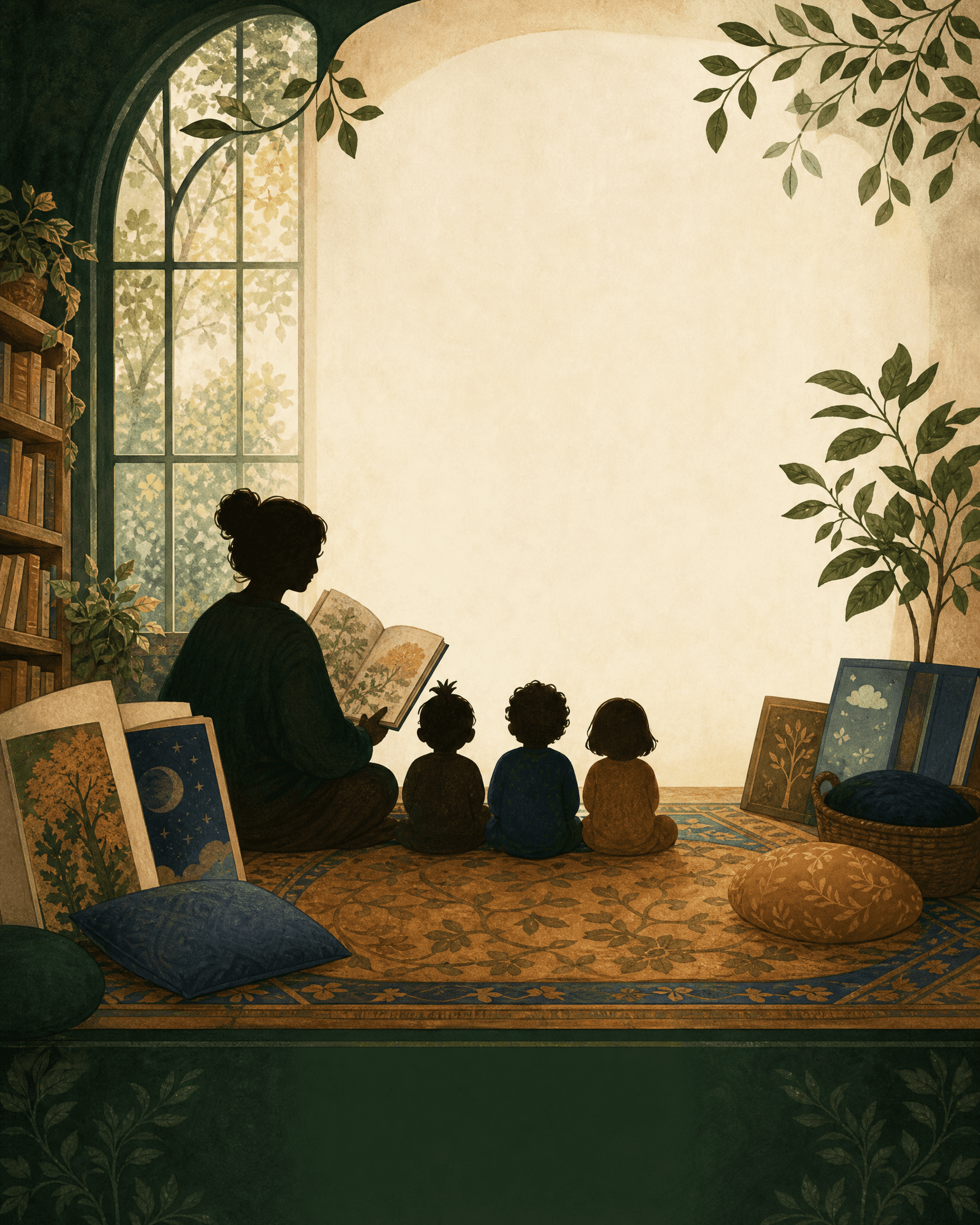 Illustrated flyer artwork for the fictional Sample event Elmsworth Library Story Hour.