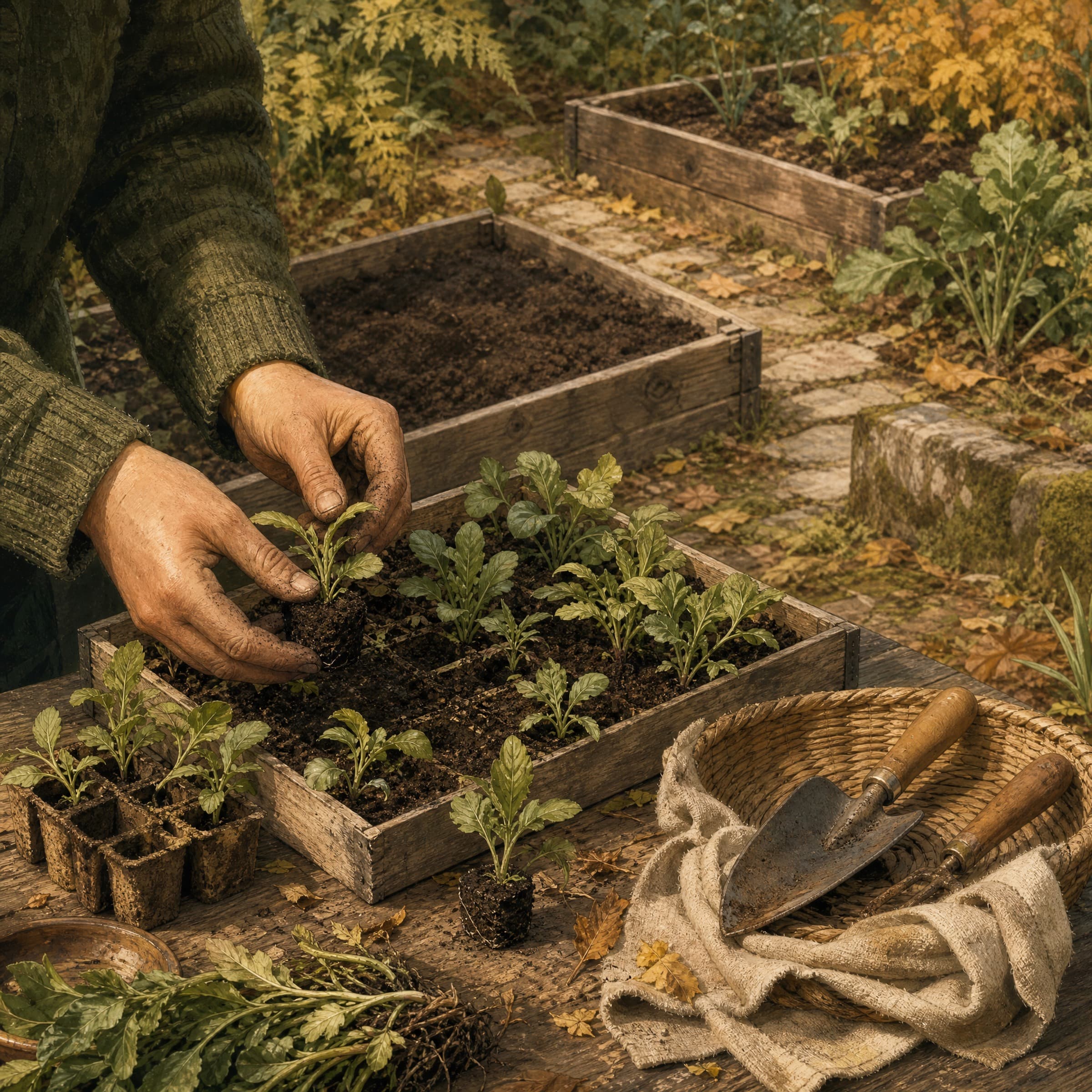 Illustrated fictional Sample context for Fall Planting Day preparation.